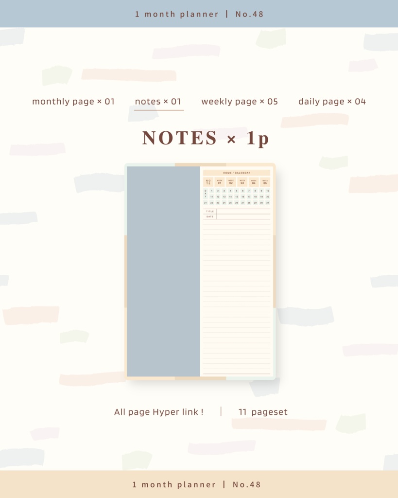 【 12 color 】1ヶ月手帳 | No.48