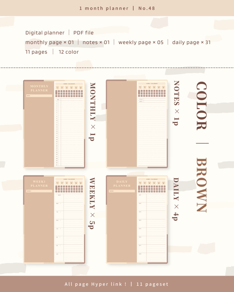 【 12 color 】1ヶ月手帳 | No.48