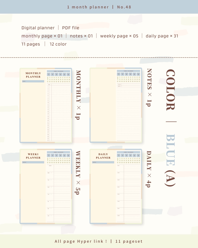 【 12 color 】1ヶ月手帳 | No.48