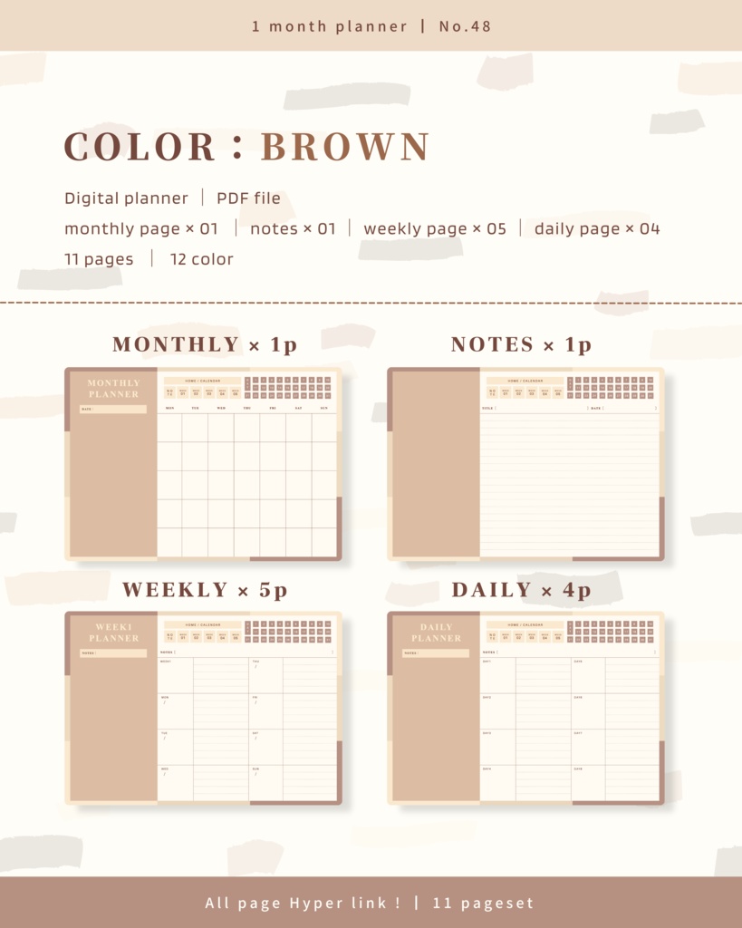 【 12 color 】1ヶ月手帳 | No.48