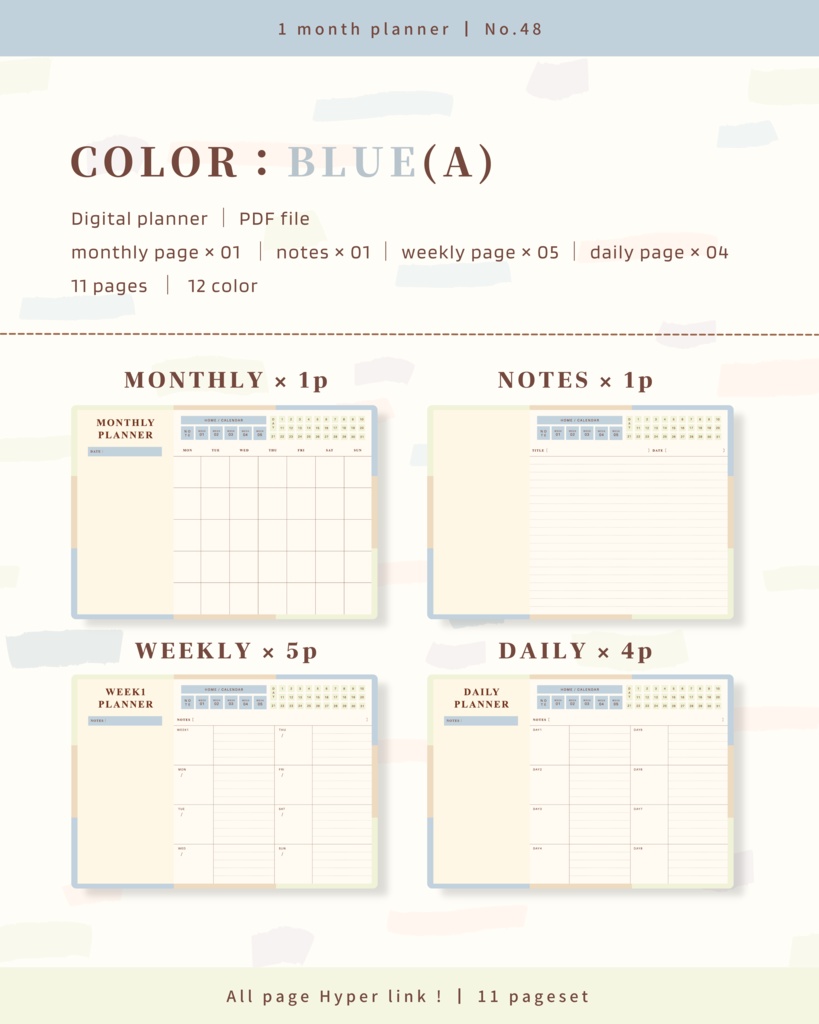 【 12 color 】1ヶ月手帳 | No.48