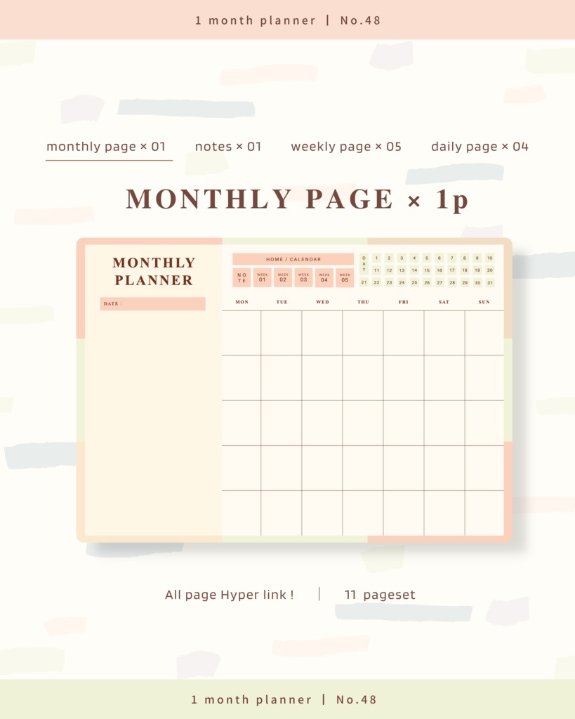 【 12 color 】1ヶ月手帳 | No.48