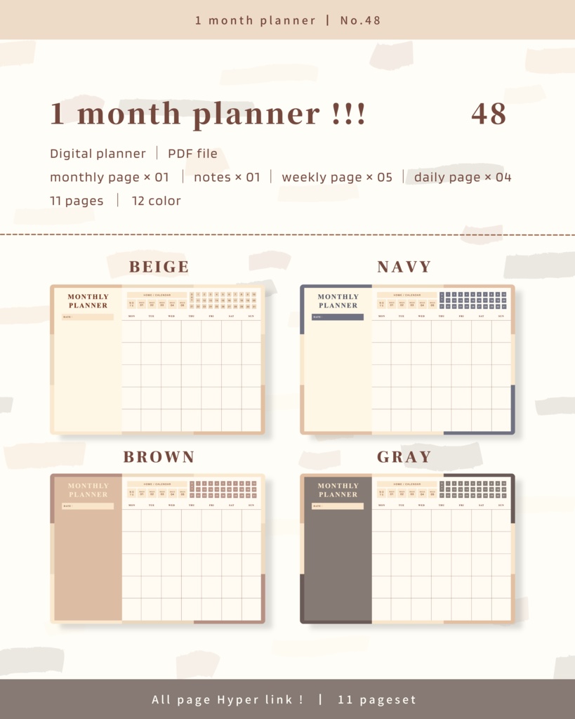 【 12 color 】1ヶ月手帳 | No.48