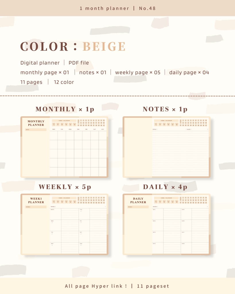 【 12 color 】1ヶ月手帳 | No.48