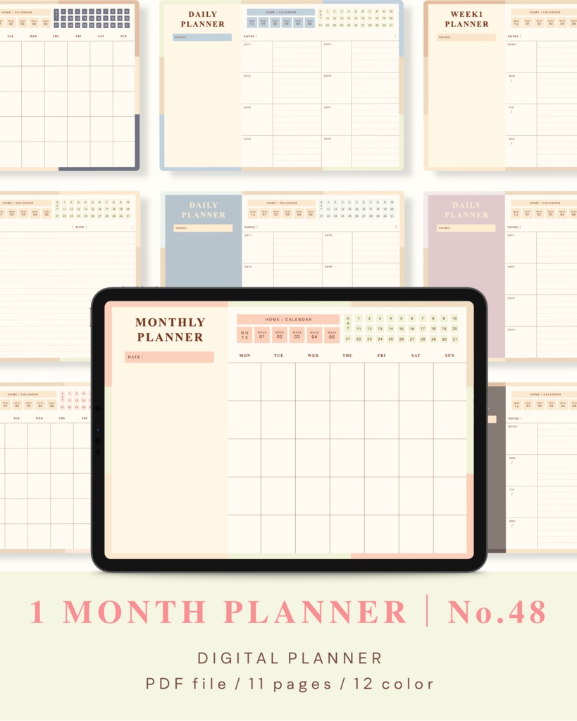 【 12 color 】1ヶ月手帳 | No.48