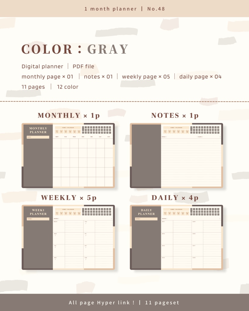 【 12 color 】1ヶ月手帳 | No.48