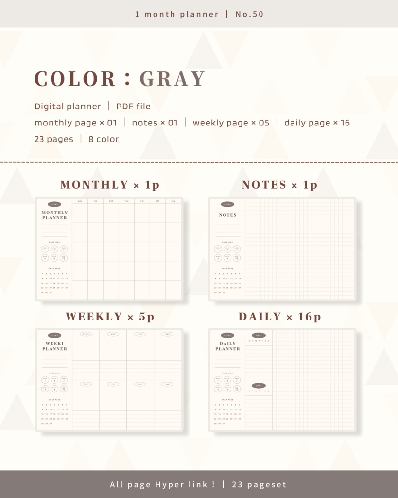 【 8 color 】1ヶ月手帳 | No.50