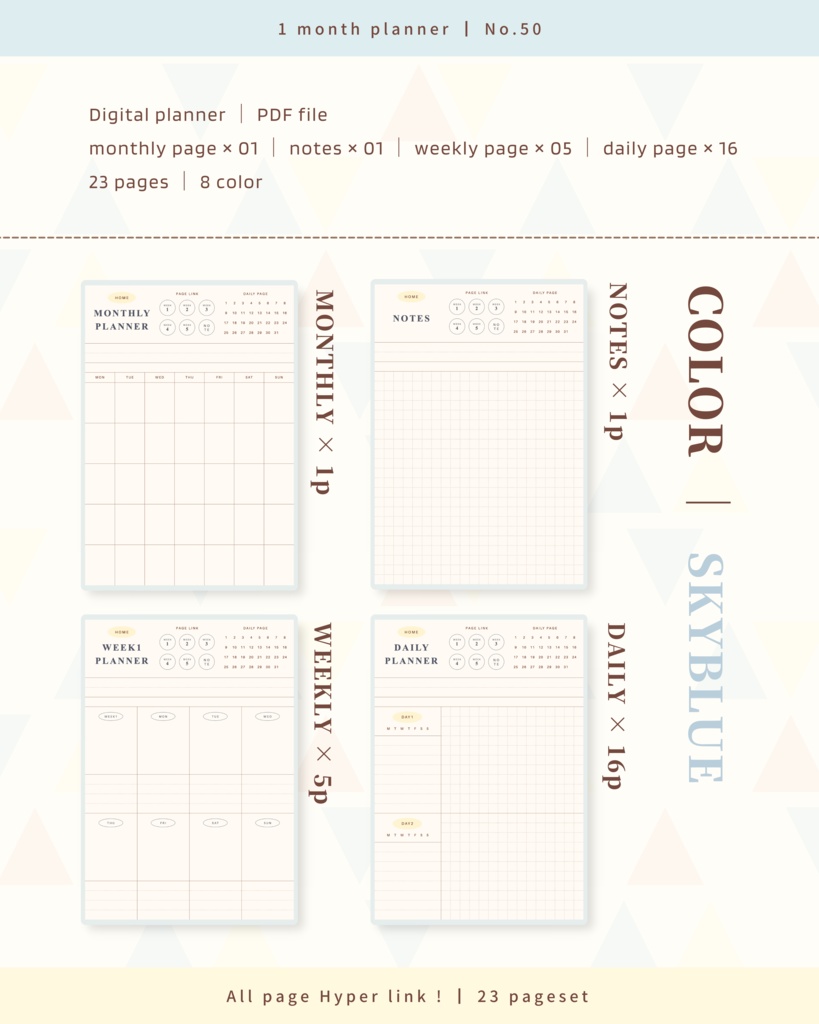 【 8 color 】1ヶ月手帳 | No.50