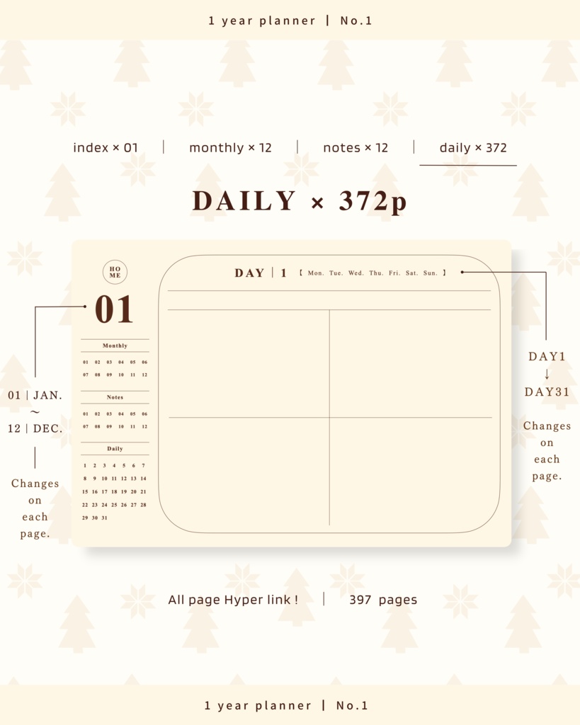 【 4 color 】1年手帳 | No.1