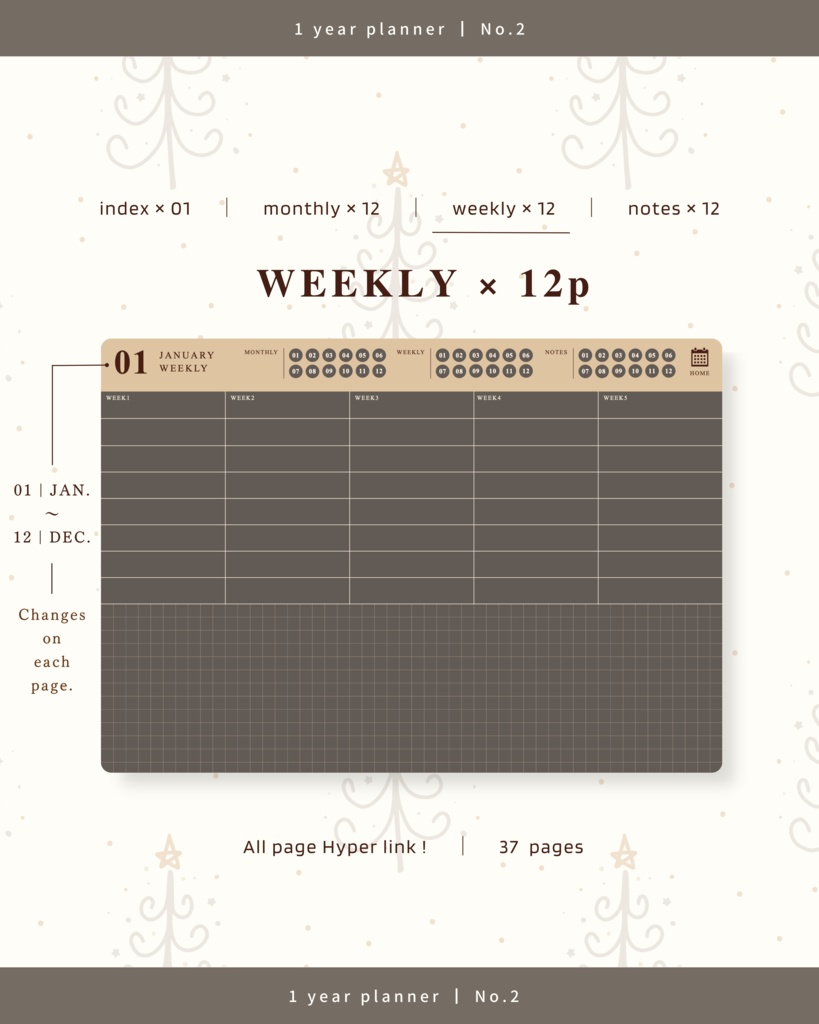 【 12 color 】1年手帳 | No.2
