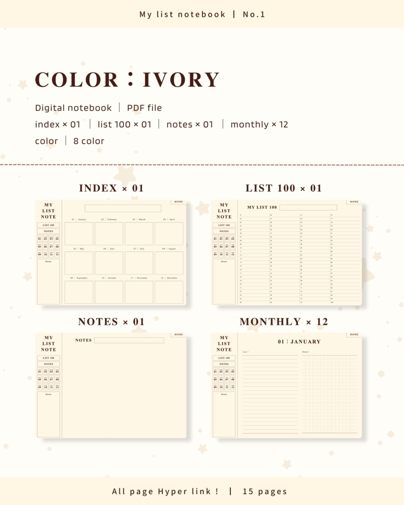 【 8 color 】リストノート | No.1