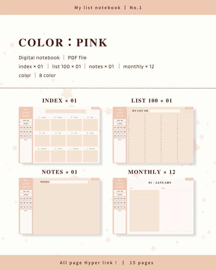 【 8 color 】リストノート | No.1