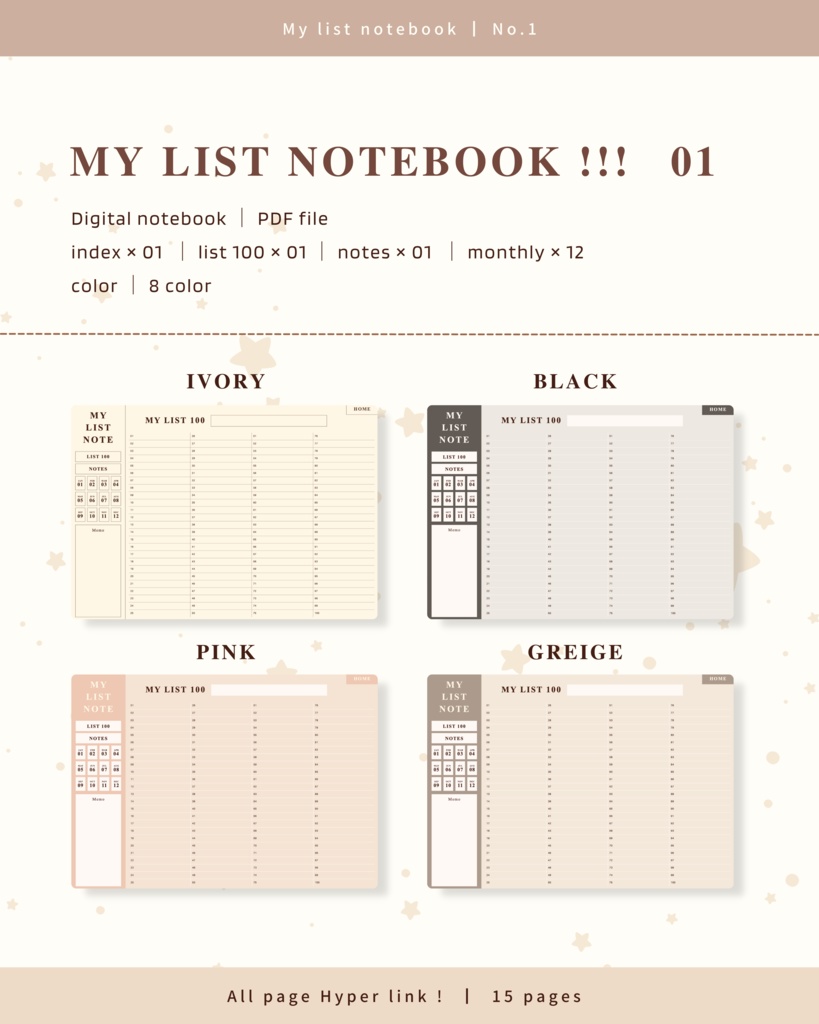 【 8 color 】リストノート | No.1