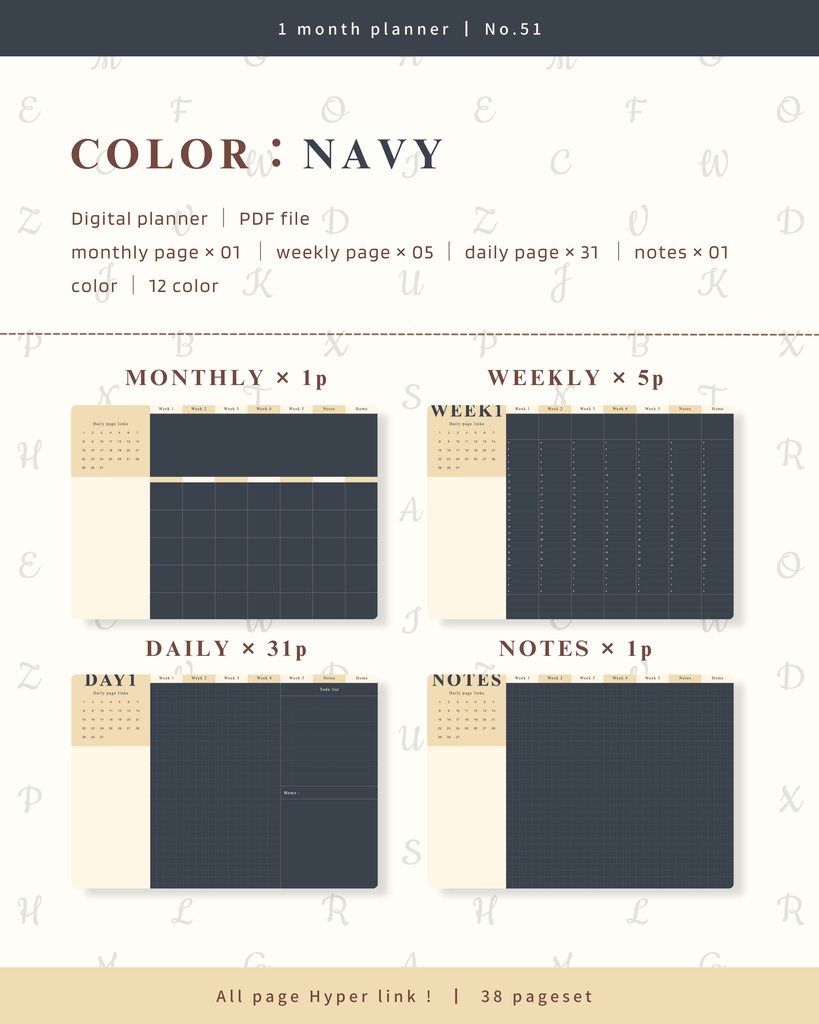 【 12 color 】1ヶ月手帳 | No.51