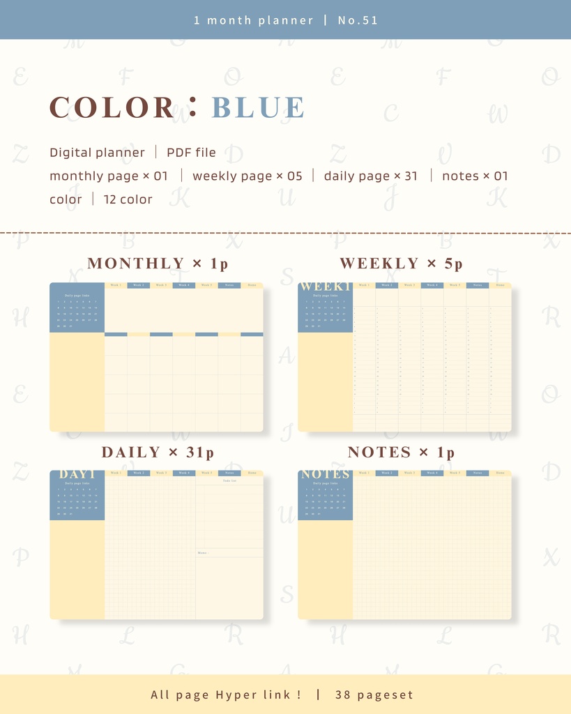 【 12 color 】1ヶ月手帳 | No.51