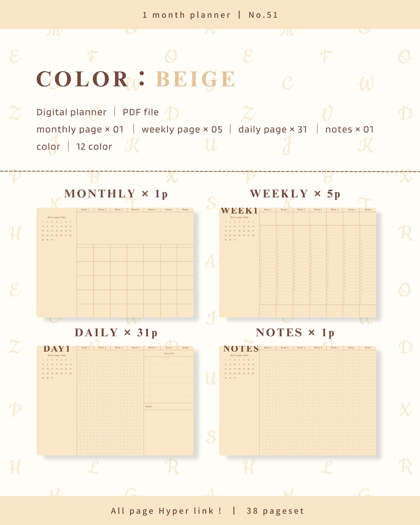 【 12 color 】1ヶ月手帳 | No.51