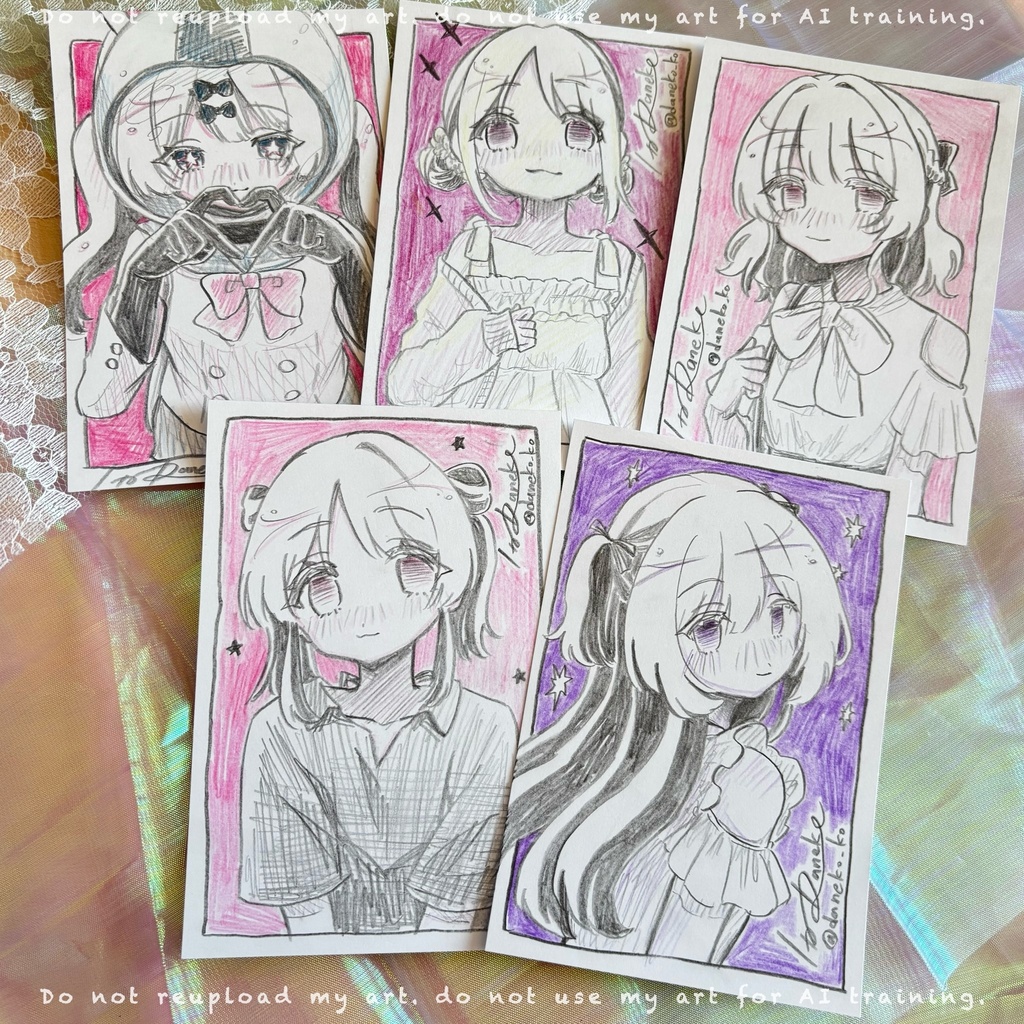 色鉛筆ドローイング原画 pink系Ⅱ