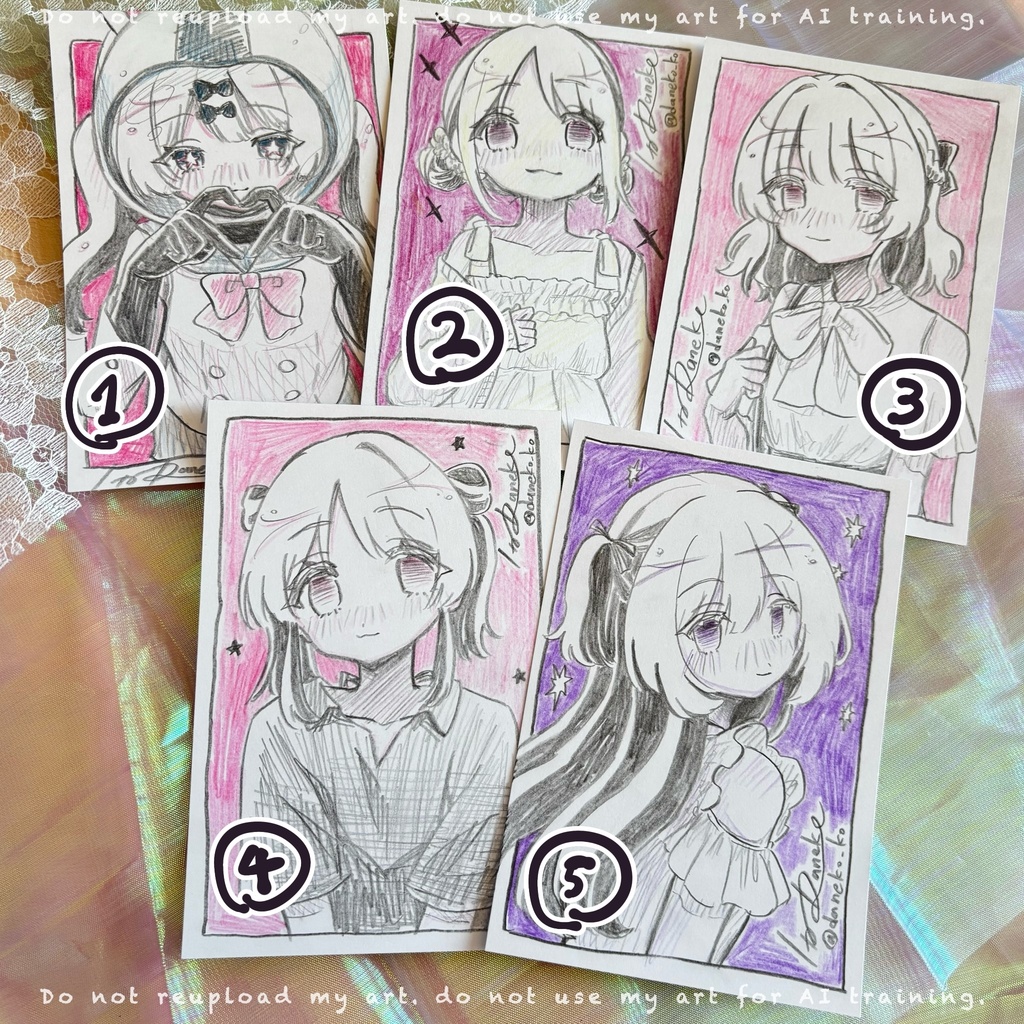 色鉛筆ドローイング原画 pink系Ⅱ