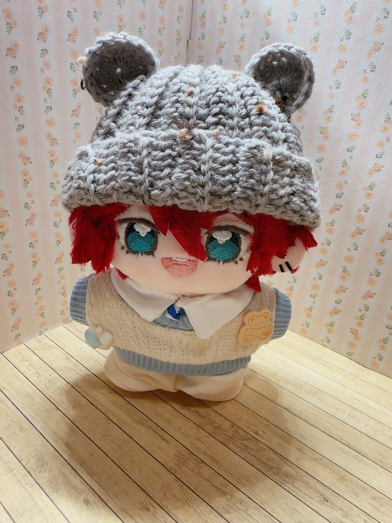 いつぬい用　耳付きニット帽(グレージュ)