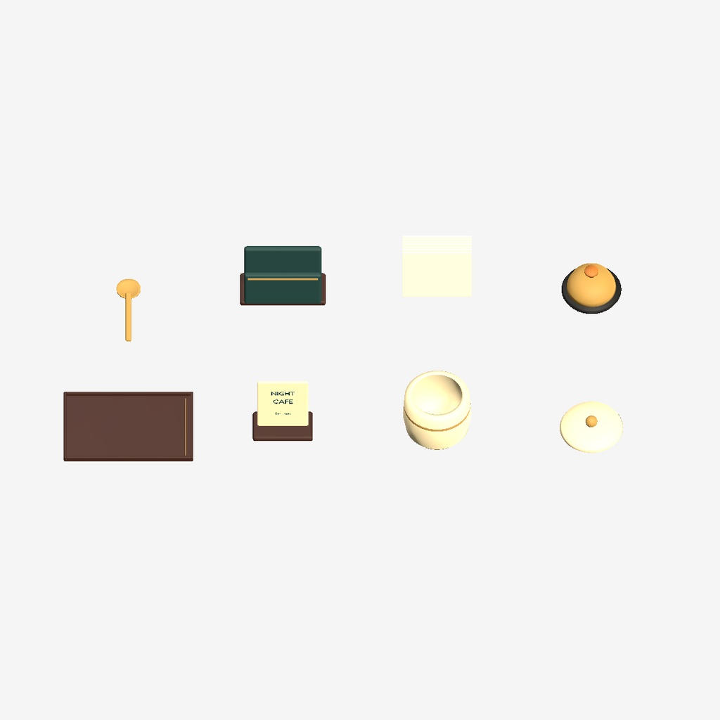 【VRChat想定】喫茶店の卓上セット / Cafe Tabletop Set