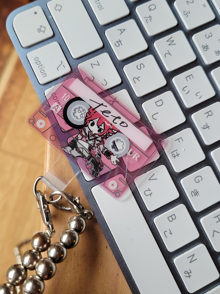 合成音声のカセット柄フォンタブ(スマホアクセサリー)