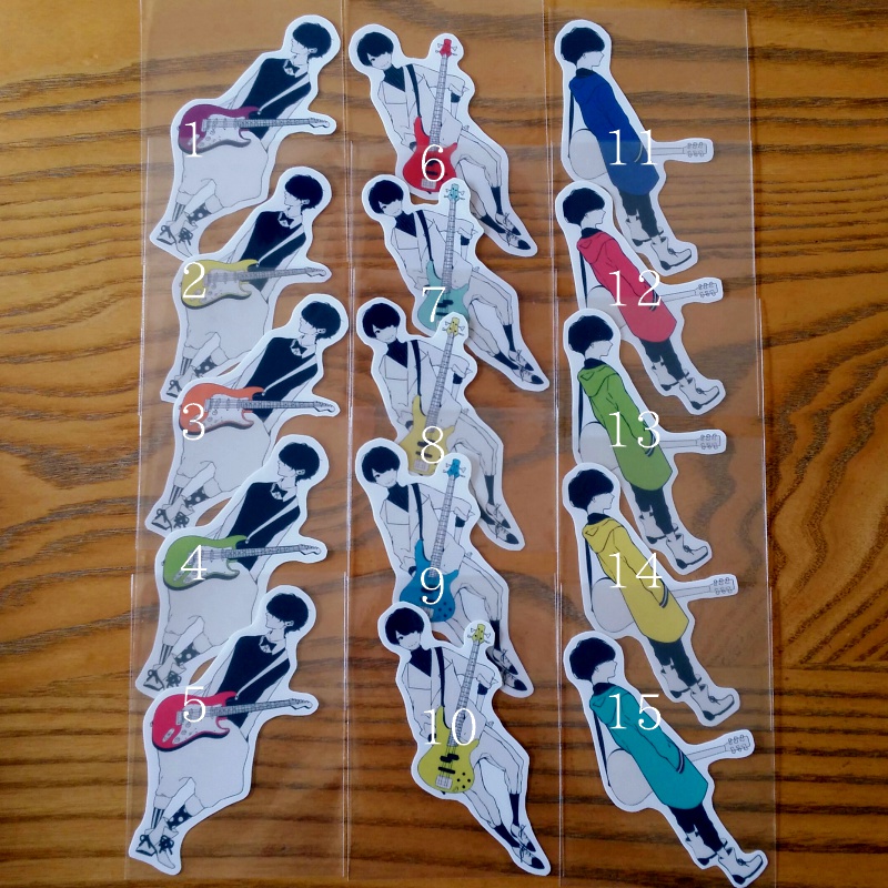 ギター&ベース男子ステッカー