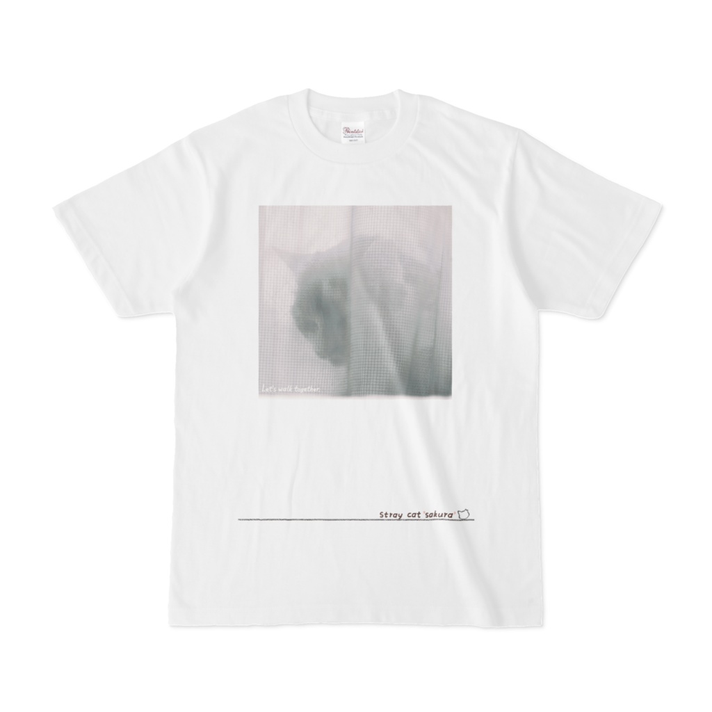のら猫さくらTシャツ_3【モノクロ】