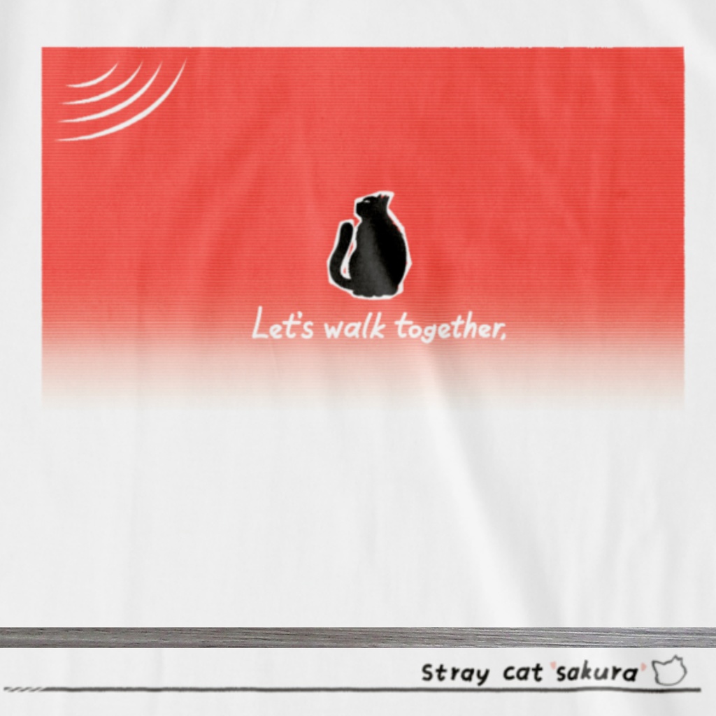 聞く猫Tシャツ【京緋色】