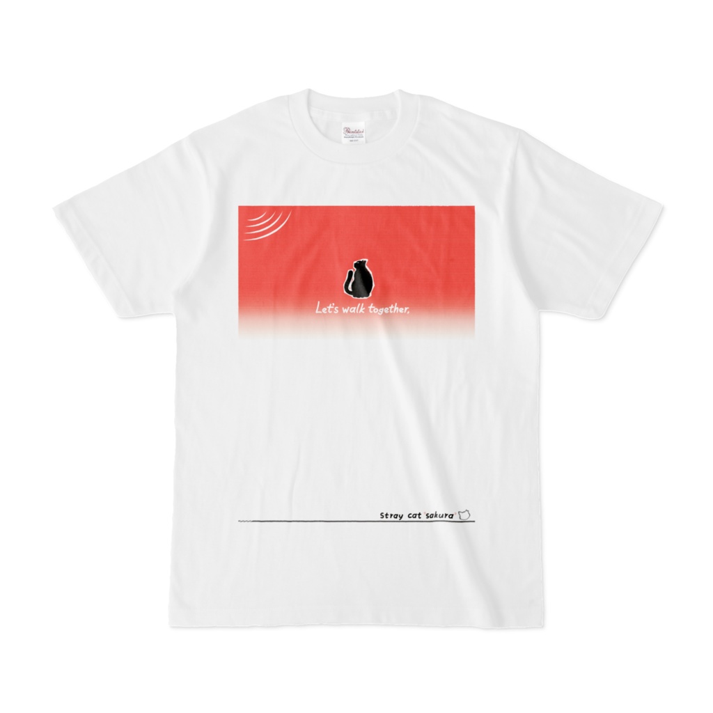聞く猫Tシャツ【京緋色】