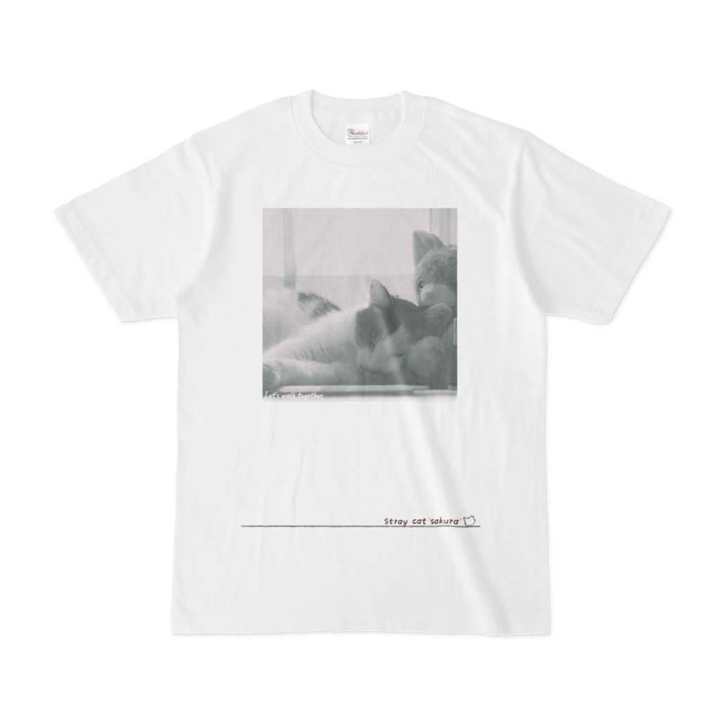 のら猫さくらTシャツ_4【モノクロ】
