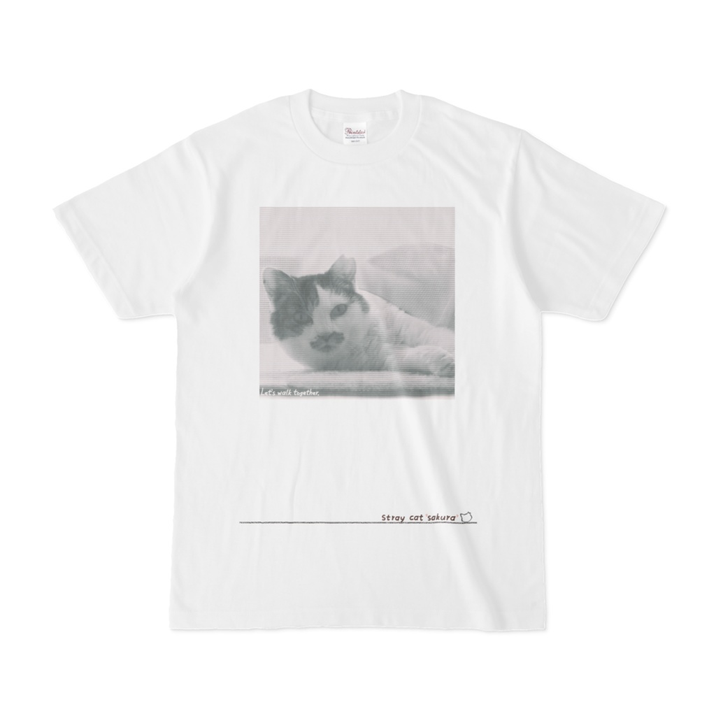 のら猫さくらTシャツ_5【モノクロ】
