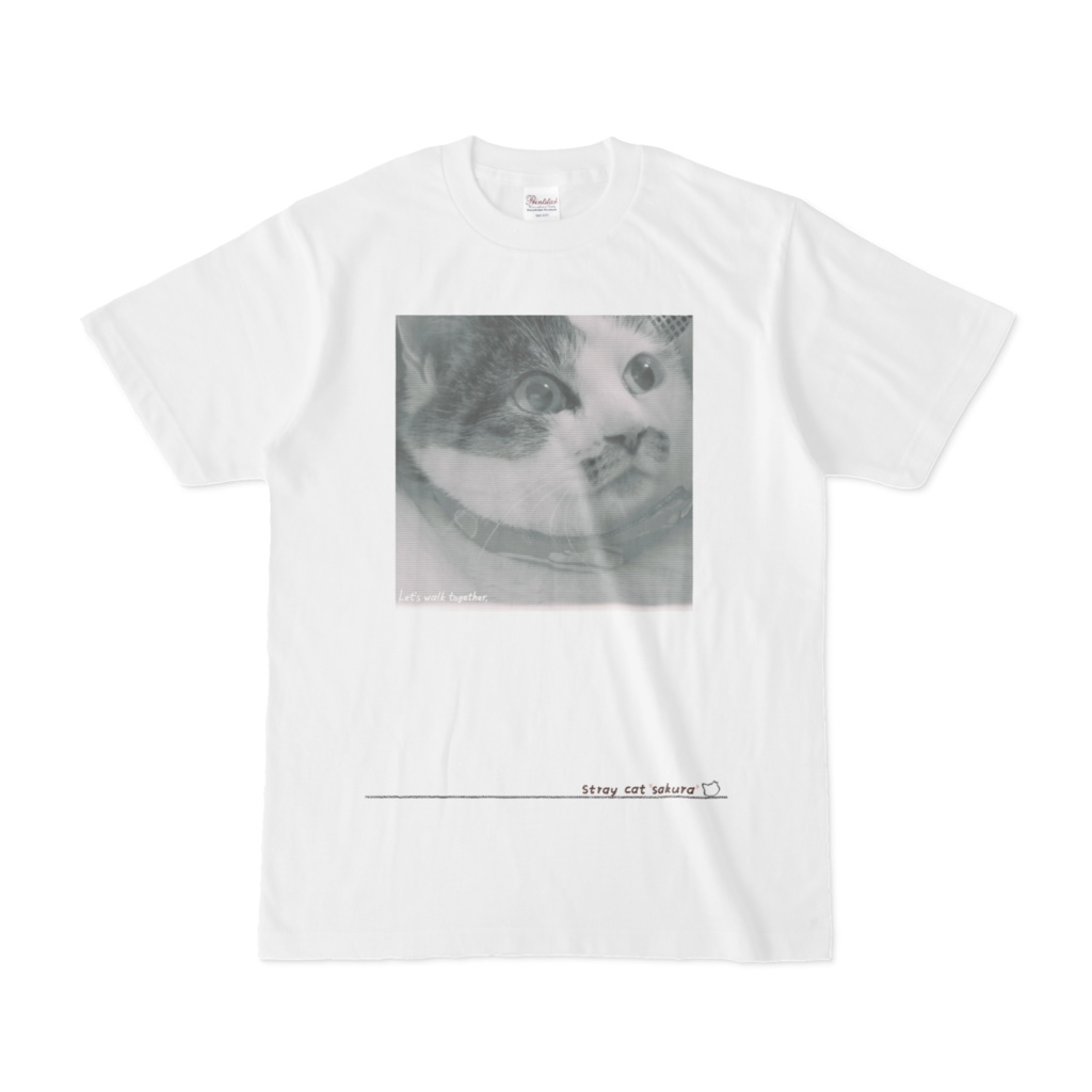 のら猫さくらTシャツ_6【モノクロ】