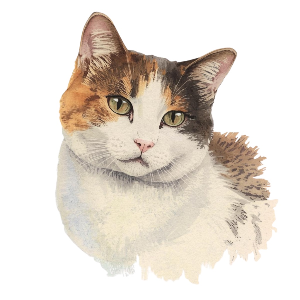 🎀 アンティーク水彩猫クリップアートセット 🎀