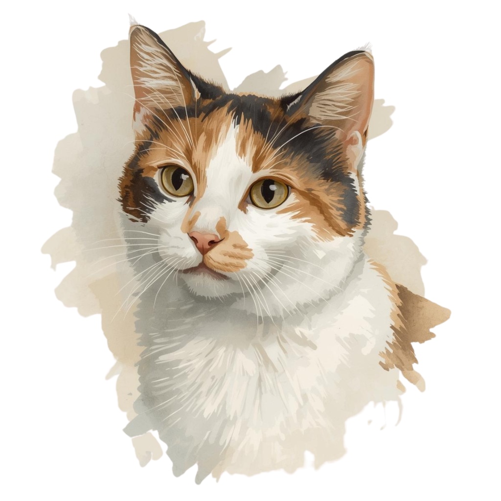 🎀 アンティーク水彩猫クリップアートセット 🎀