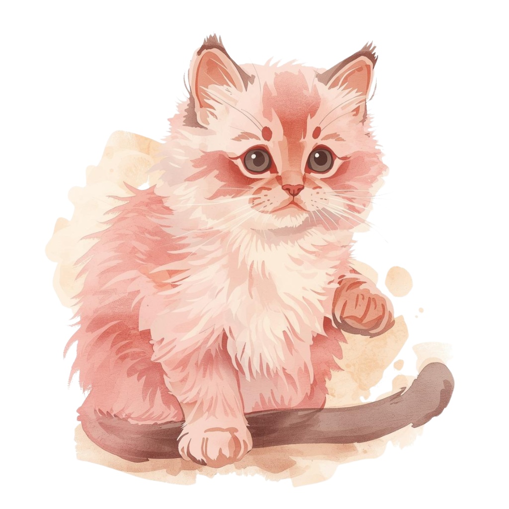 🎀 アンティーク水彩猫クリップアートセット 🎀