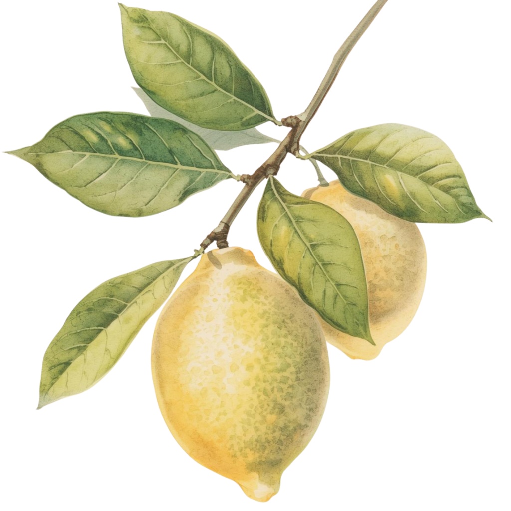 アンティーク水彩画レモンシリーズ クリップアート12点セット(PNG)背景透過