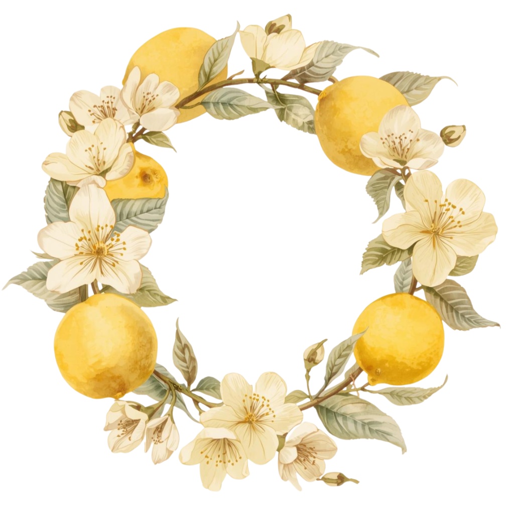 アンティーク水彩画レモンシリーズ クリップアート12点セット(PNG)背景透過