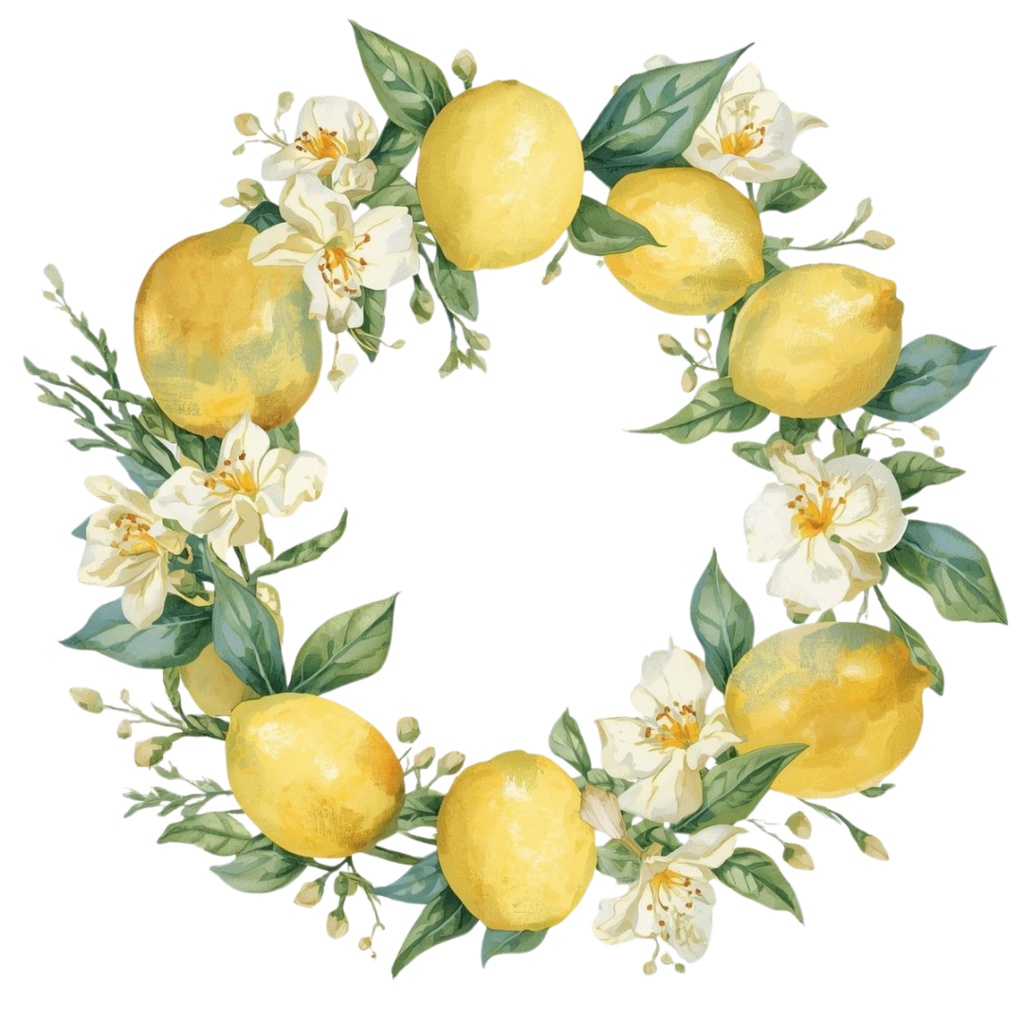 アンティーク水彩画レモンシリーズ クリップアート12点セット(PNG)背景透過