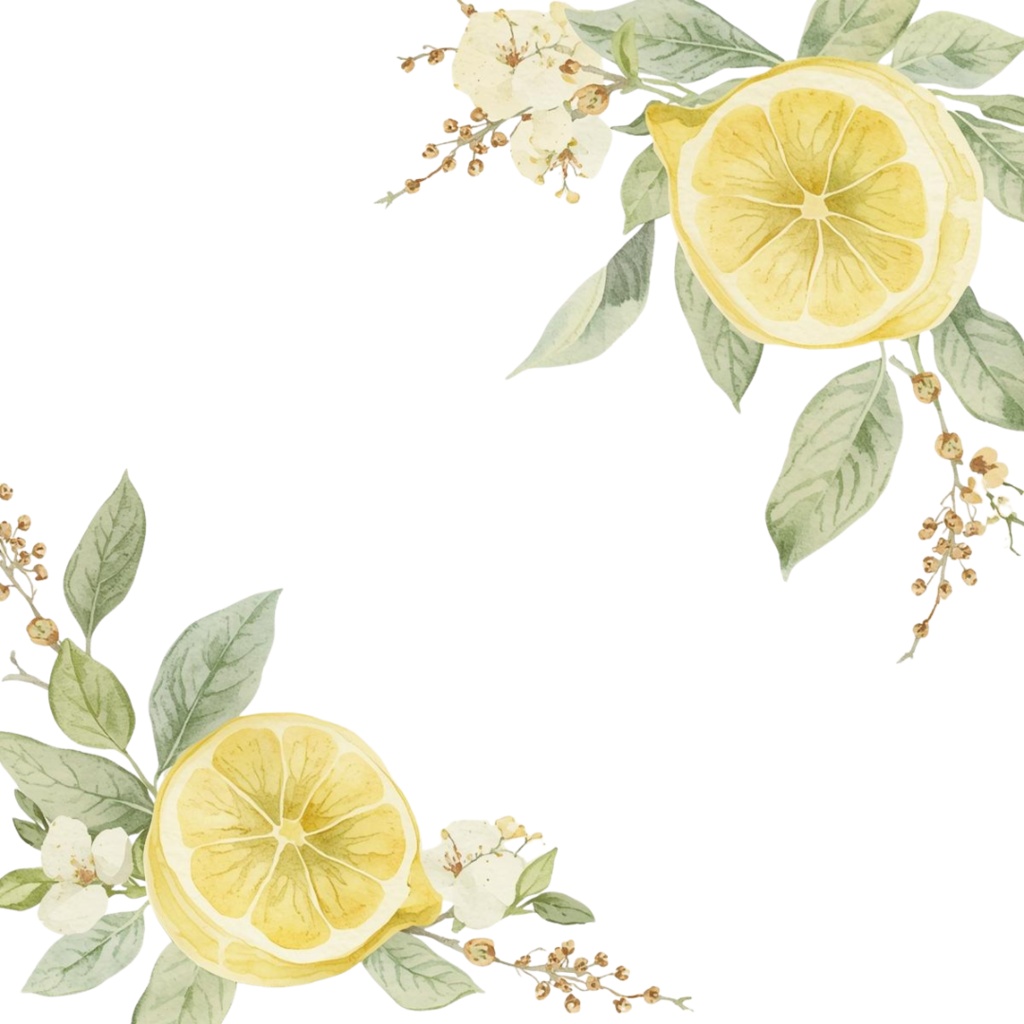 アンティーク水彩画レモンシリーズ クリップアート12点セット(PNG)背景透過