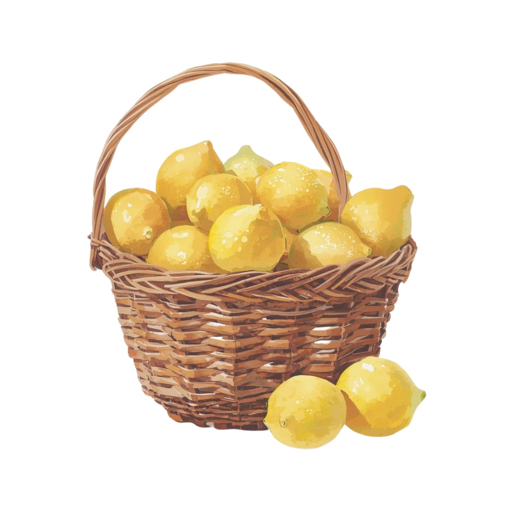 アンティーク水彩画レモンシリーズ クリップアート12点セット(PNG)背景透過