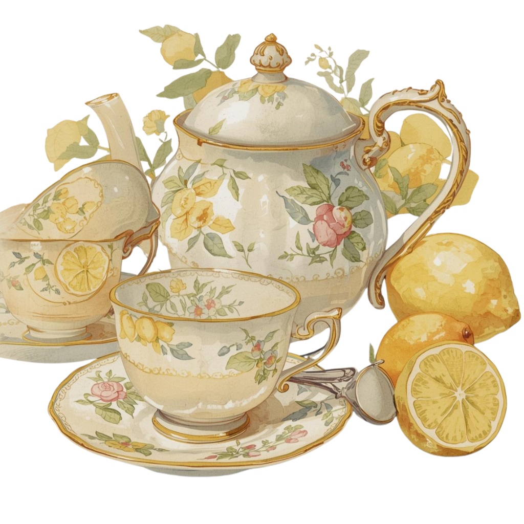 アンティーク水彩画レモンシリーズ クリップアート12点セット(PNG)背景透過