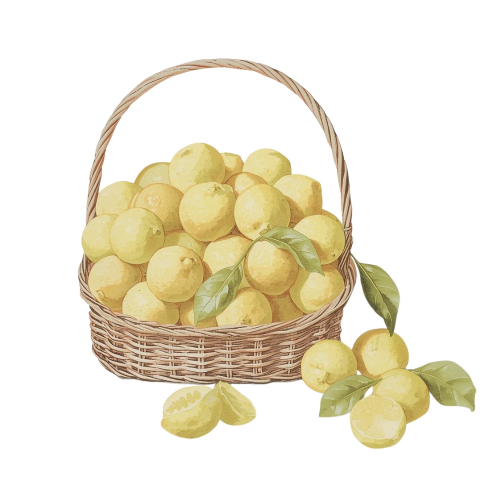 アンティーク水彩画レモンシリーズ クリップアート12点セット(PNG)背景透過