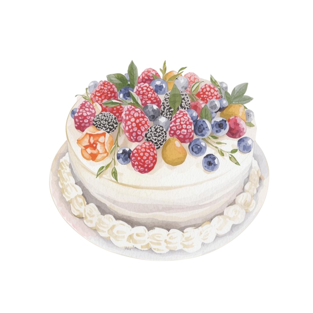 水彩ケーキシリーズ クリップアート16点セット(PNG)|Watercolor Cake Series Clipart