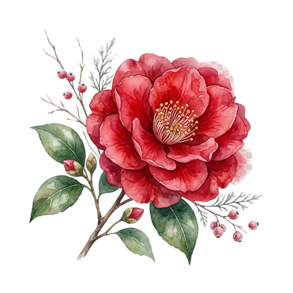 ❄️ 水彩・冬の花素材セット(背景透過PNG/18点)