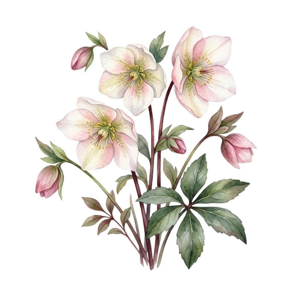 ❄️ 水彩・冬の花素材セット(背景透過PNG/18点)