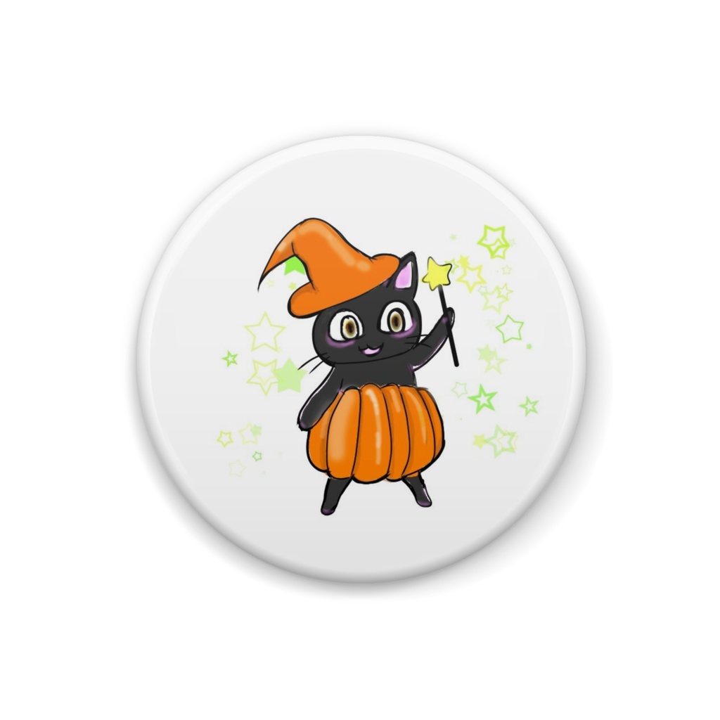 ハロウィンなかぼちゃパンツ黒猫バッジ