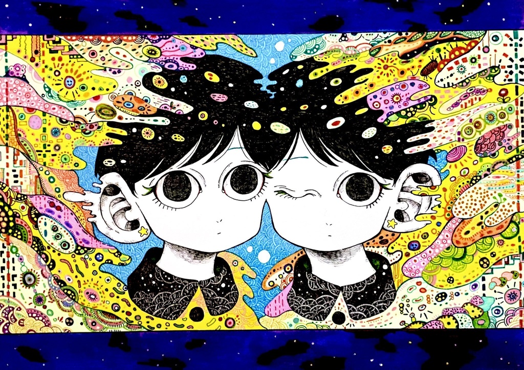 原画「星に願いをこめる子供達」