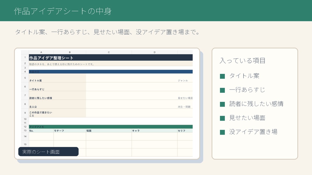 創作設定メモシート