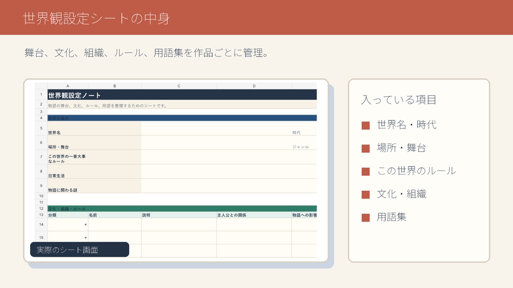 創作設定メモシート