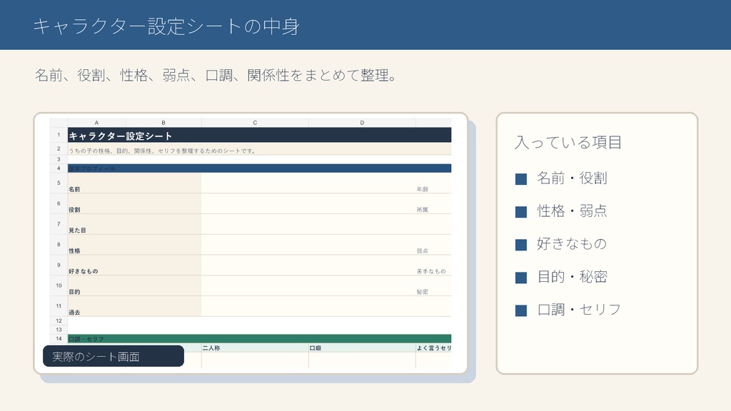 創作設定メモシート